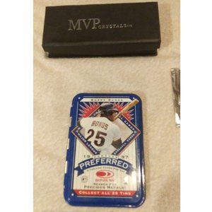 Antique Vintage 1997 Barry Bonds used Tin Empty, nib MVP Crystals Ichiro Suzuki